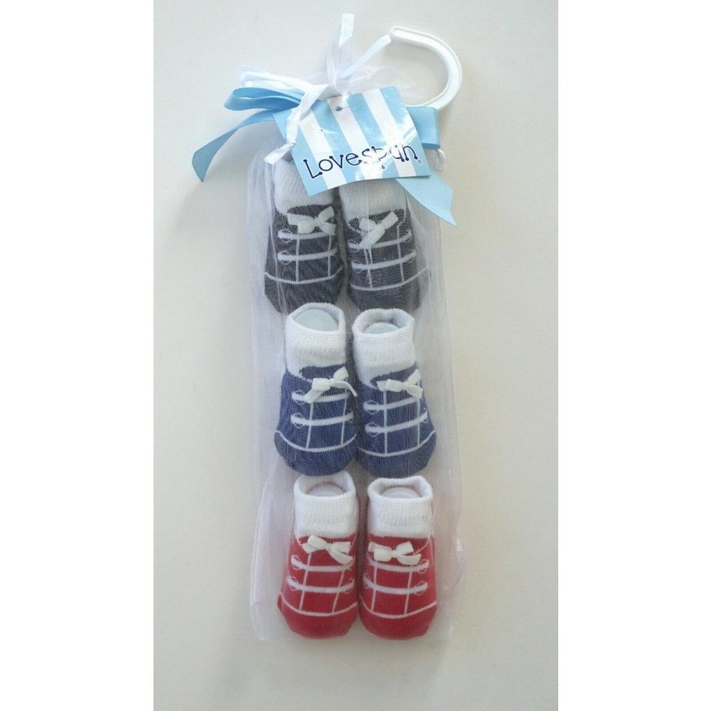 Lovespun 3 Pack Baby Shower Boy Sock Shoe Set